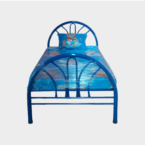 Cama metálica azul, para niño bordes en forma de arco